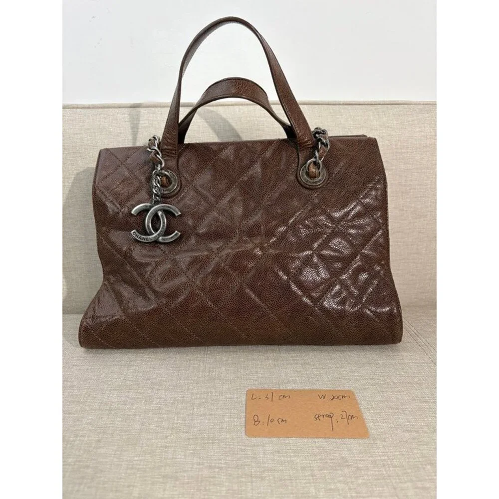 CHANEL Brown Caviar Coco Handle Large SHW - Picture 15 of 15